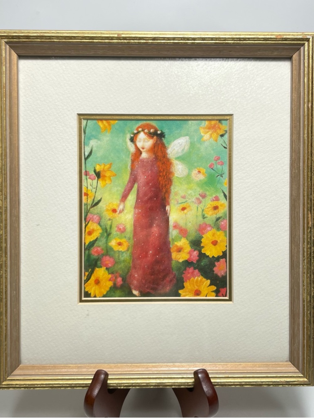 Vintage Framed Artwork Print Maiden Girl In Field by Stephen Mackey